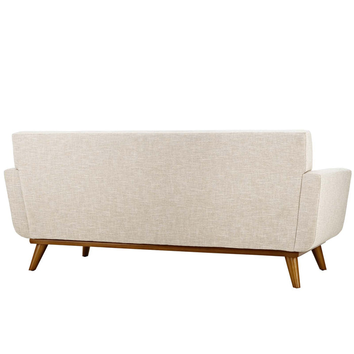 Engage Upholstered Loveseat with Stylish Tufted Design, Comfortable Cushions, and Solid Wood Legs