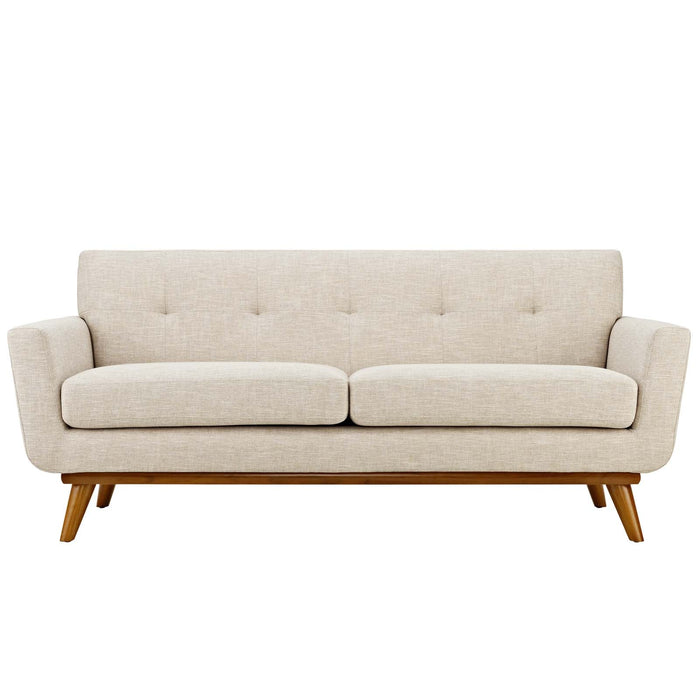 Engage Upholstered Loveseat with Stylish Tufted Design, Comfortable Cushions, and Solid Wood Legs