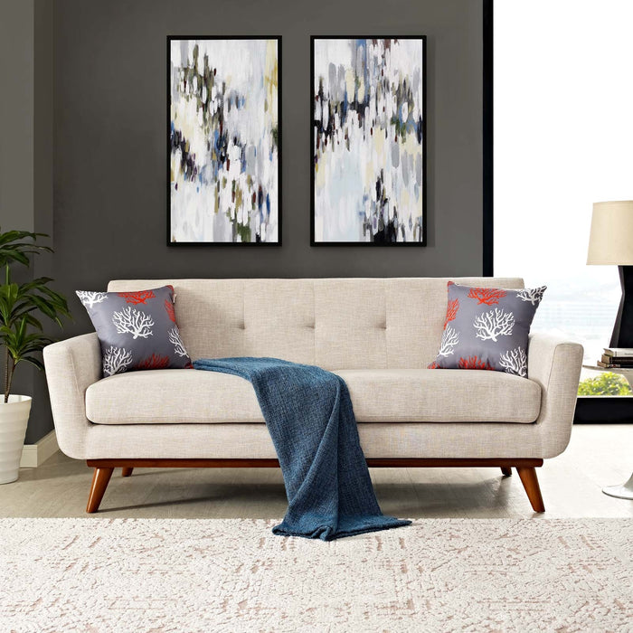 Engage Upholstered Loveseat with Stylish Tufted Design, Comfortable Cushions, and Solid Wood Legs