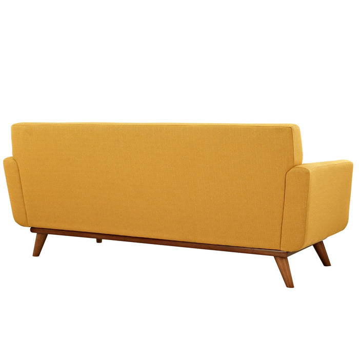 Engage Upholstered Loveseat with Stylish Tufted Design, Comfortable Cushions, and Solid Wood Legs