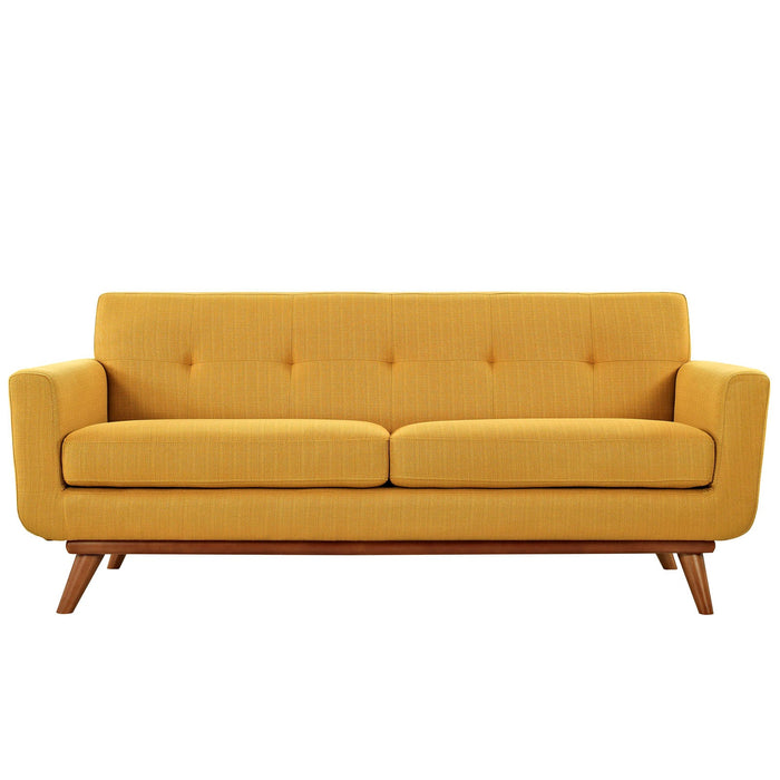 Engage Upholstered Loveseat with Stylish Tufted Design, Comfortable Cushions, and Solid Wood Legs