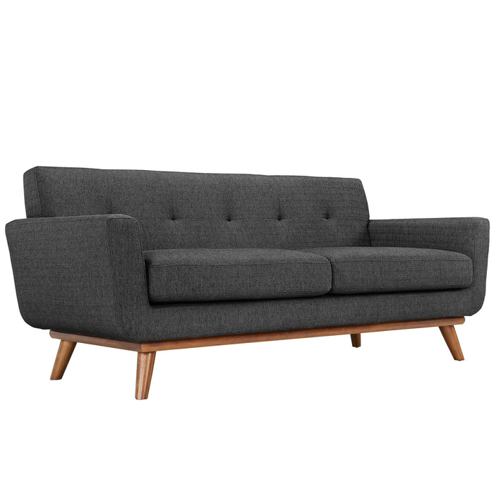 Engage Upholstered Loveseat with Stylish Tufted Design, Comfortable Cushions, and Solid Wood Legs