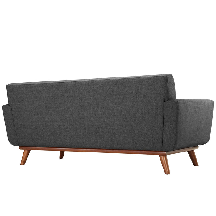 Engage Upholstered Loveseat with Stylish Tufted Design, Comfortable Cushions, and Solid Wood Legs