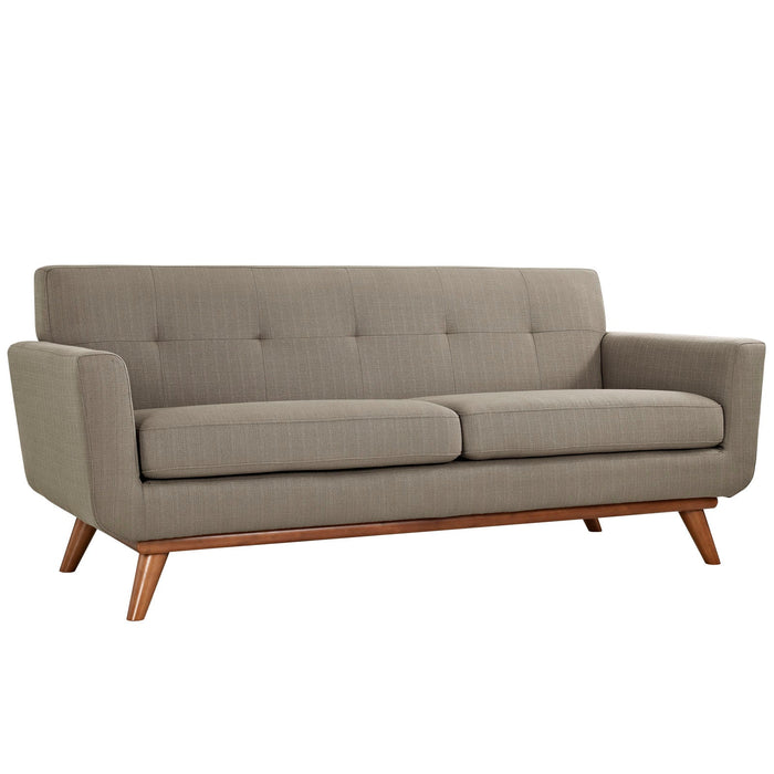 Engage Upholstered Loveseat with Stylish Tufted Design, Comfortable Cushions, and Solid Wood Legs