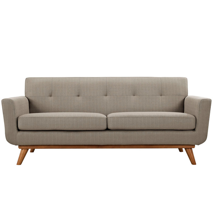 Engage Upholstered Loveseat with Stylish Tufted Design, Comfortable Cushions, and Solid Wood Legs