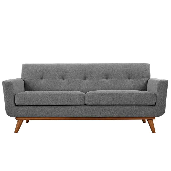 Engage Upholstered Loveseat with Stylish Tufted Design, Comfortable Cushions, and Solid Wood Legs