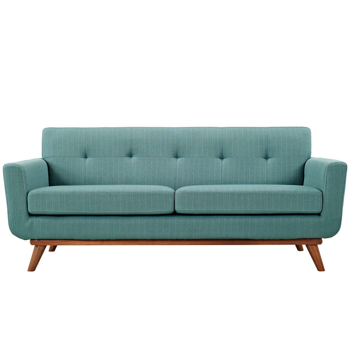 Engage Upholstered Loveseat with Stylish Tufted Design, Comfortable Cushions, and Solid Wood Legs
