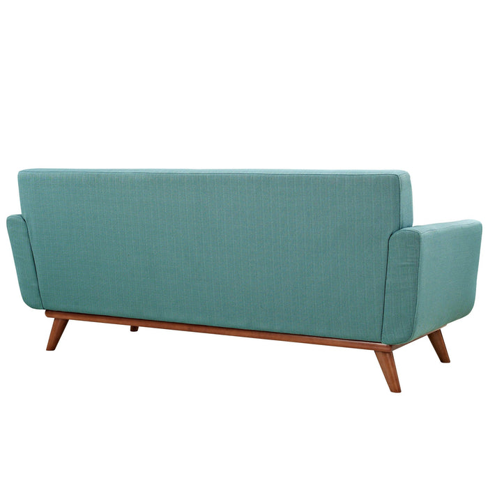 Engage Upholstered Loveseat with Stylish Tufted Design, Comfortable Cushions, and Solid Wood Legs