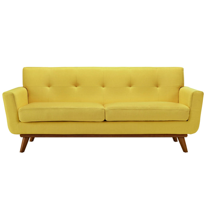 Engage Upholstered Loveseat with Stylish Tufted Design, Comfortable Cushions, and Solid Wood Legs