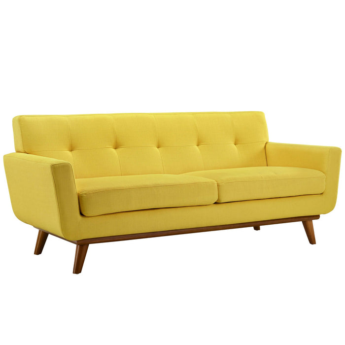 Engage Upholstered Loveseat with Stylish Tufted Design, Comfortable Cushions, and Solid Wood Legs