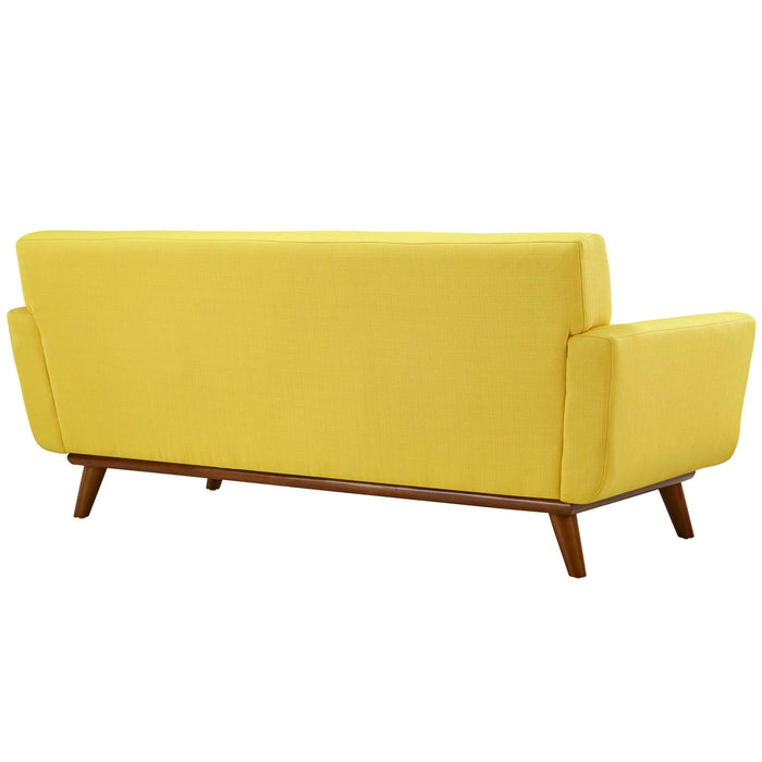Engage Upholstered Loveseat with Stylish Tufted Design, Comfortable Cushions, and Solid Wood Legs