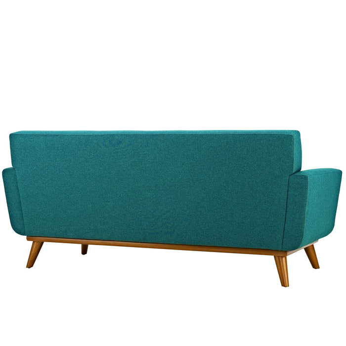 Engage Upholstered Loveseat with Stylish Tufted Design, Comfortable Cushions, and Solid Wood Legs