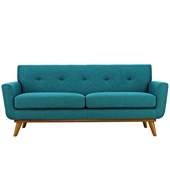 Engage Upholstered Loveseat with Stylish Tufted Design, Comfortable Cushions, and Solid Wood Legs