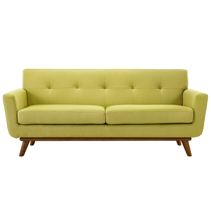 Engage Upholstered Loveseat with Stylish Tufted Design, Comfortable Cushions, and Solid Wood Legs
