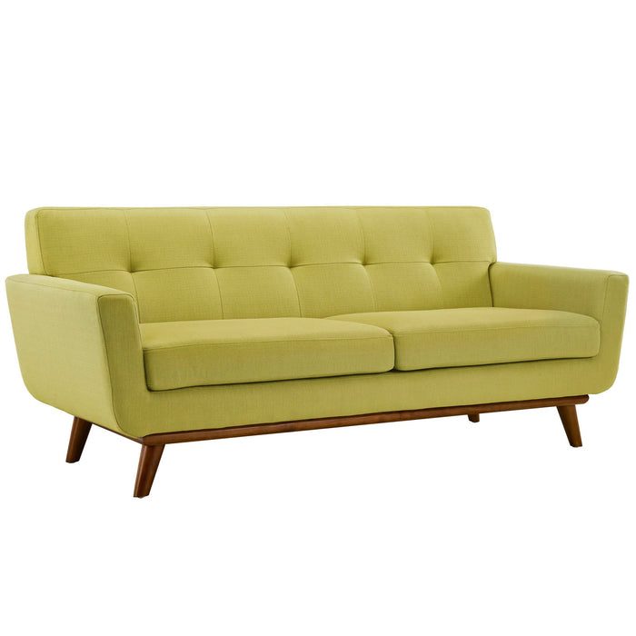 Engage Upholstered Loveseat with Stylish Tufted Design, Comfortable Cushions, and Solid Wood Legs