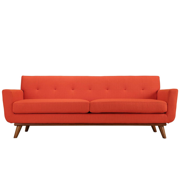Engage Upholstered Fabric Sofa - Stylish Curved Design with Dual Cushions for Ultimate Comfort