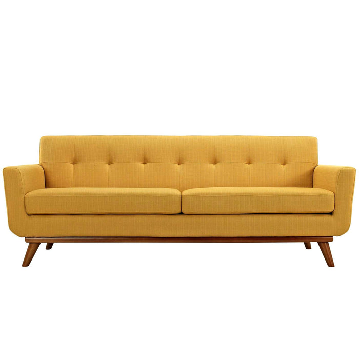 Engage Upholstered Fabric Sofa - Stylish Curved Design with Dual Cushions for Ultimate Comfort