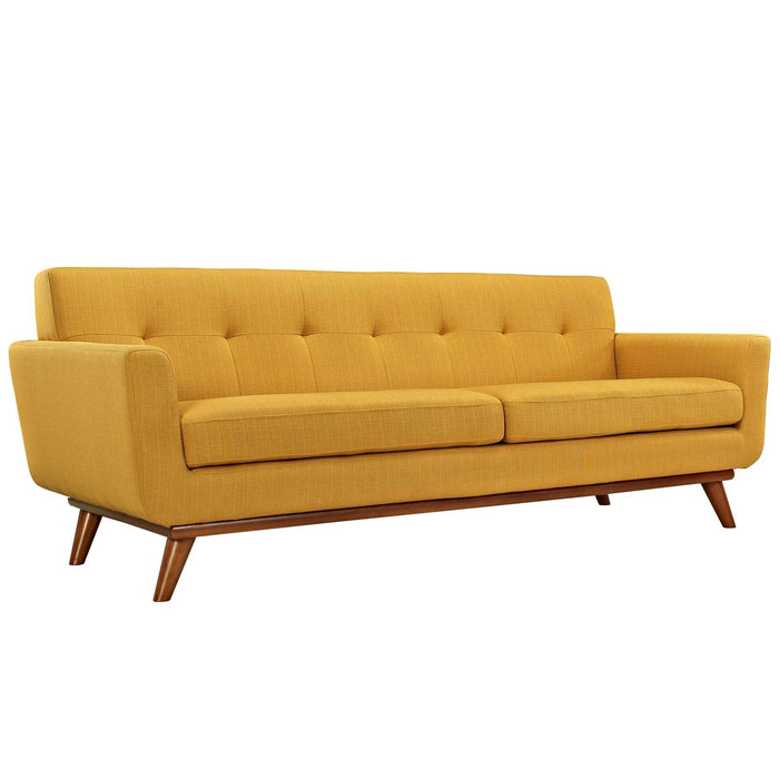 Engage Upholstered Fabric Sofa - Stylish Curved Design with Dual Cushions for Ultimate Comfort