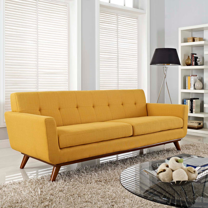 Engage Upholstered Fabric Sofa - Stylish Curved Design with Dual Cushions for Ultimate Comfort