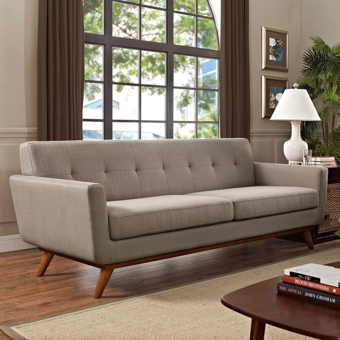 Engage Upholstered Fabric Sofa - Stylish Curved Design with Dual Cushions for Ultimate Comfort