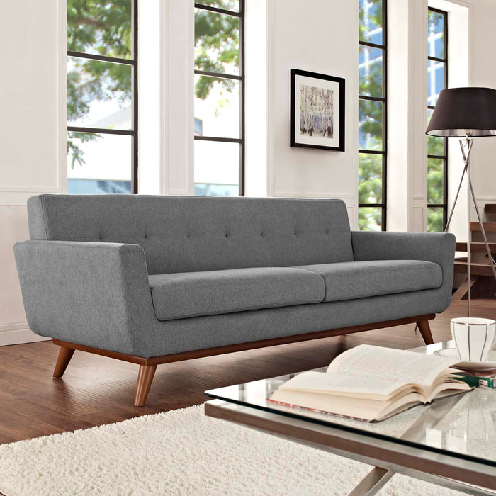 Engage Upholstered Fabric Sofa - Stylish Curved Design with Dual Cushions for Ultimate Comfort