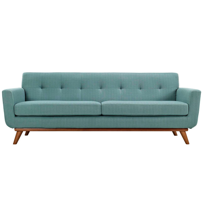 Engage Upholstered Fabric Sofa - Stylish Curved Design with Dual Cushions for Ultimate Comfort