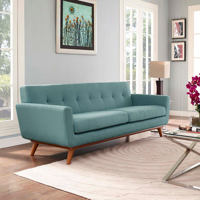 Engage Upholstered Fabric Sofa - Stylish Curved Design with Dual Cushions for Ultimate Comfort