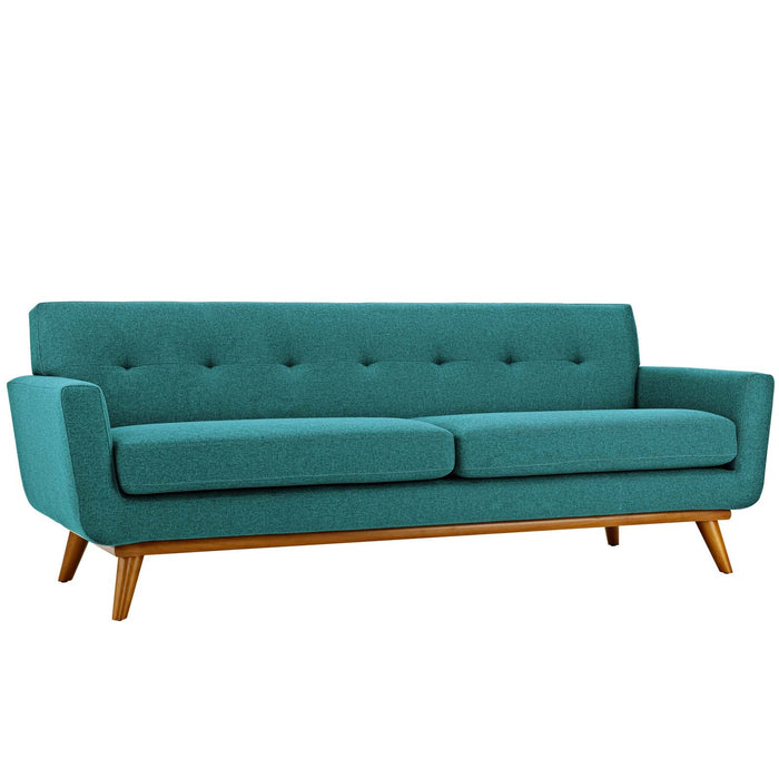 Engage Upholstered Fabric Sofa - Stylish Curved Design with Dual Cushions for Ultimate Comfort
