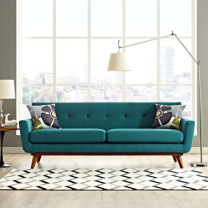 Engage Upholstered Fabric Sofa - Stylish Curved Design with Dual Cushions for Ultimate Comfort