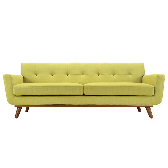 Engage Upholstered Fabric Sofa - Stylish Curved Design with Dual Cushions for Ultimate Comfort