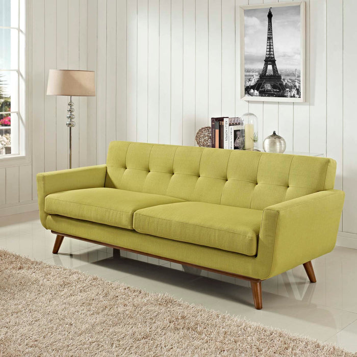 Engage Upholstered Fabric Sofa - Stylish Curved Design with Dual Cushions for Ultimate Comfort