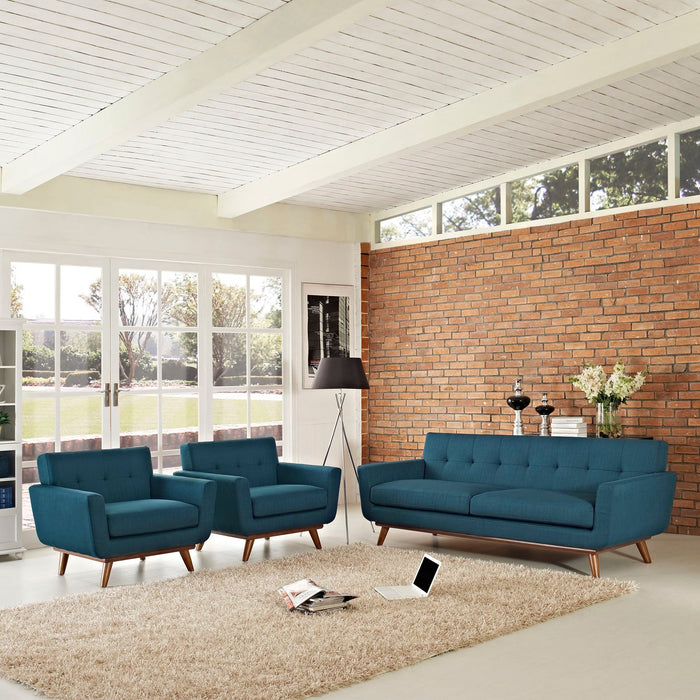 Engage Sofa and Armchairs Set - Stylish, Comfortable Seating with Tufted Design and Solid Wood Legs