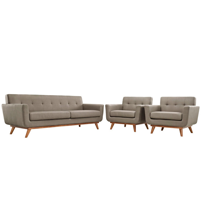 Engage Sofa and Armchairs Set - Stylish, Comfortable Seating with Tufted Design and Solid Wood Legs
