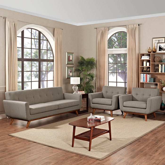 Engage Sofa and Armchairs Set - Stylish, Comfortable Seating with Tufted Design and Solid Wood Legs