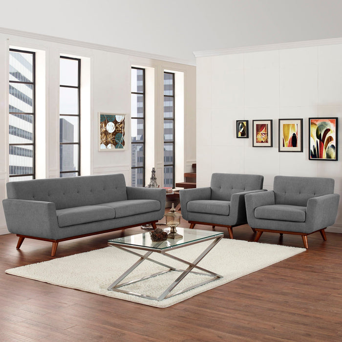 Engage Sofa and Armchairs Set - Stylish, Comfortable Seating with Tufted Design and Solid Wood Legs