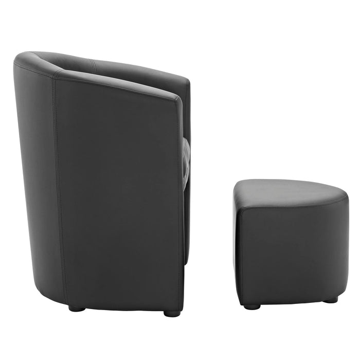 Divulge Faux Leather Armchair with Tuck-Away Ottoman for Modern Living Rooms and Lounge Spaces