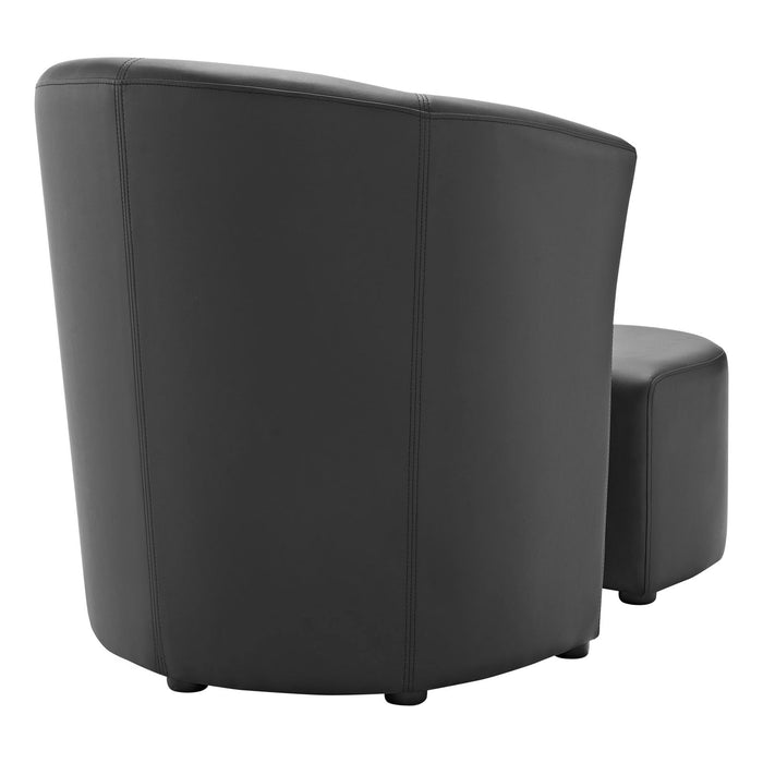 Divulge Faux Leather Armchair with Tuck-Away Ottoman for Modern Living Rooms and Lounge Spaces