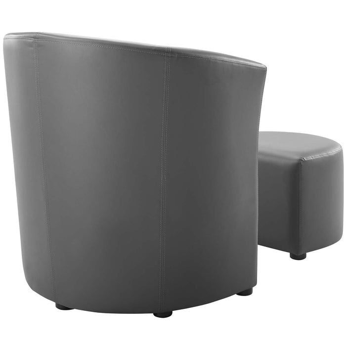 Divulge Faux Leather Armchair with Tuck-Away Ottoman for Modern Living Rooms and Lounge Spaces