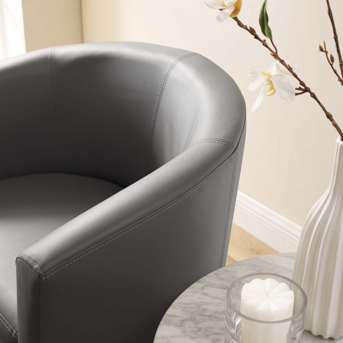 Divulge Faux Leather Armchair with Tuck-Away Ottoman for Modern Living Rooms and Lounge Spaces