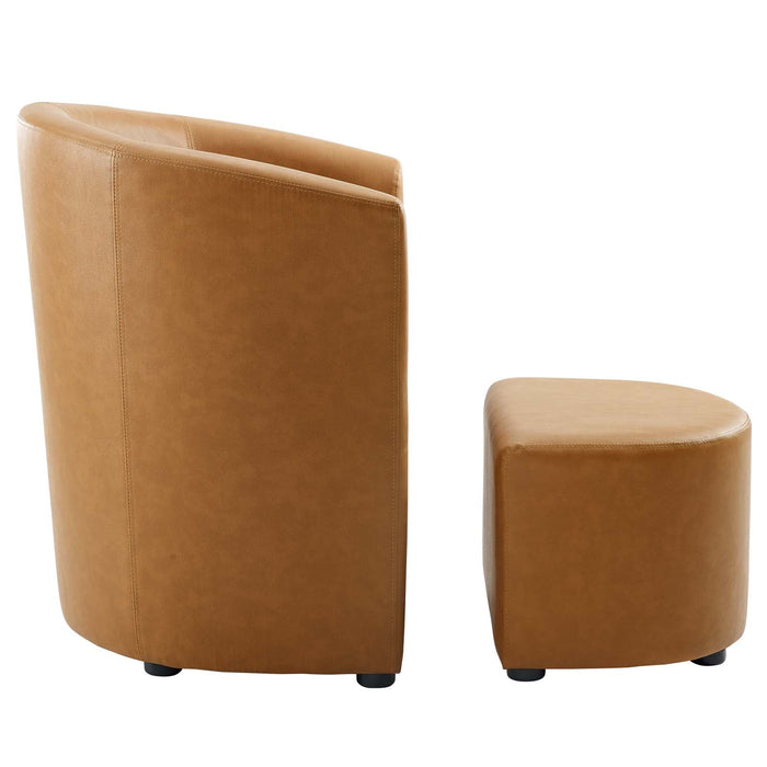 Divulge Faux Leather Armchair with Tuck-Away Ottoman for Modern Living Rooms and Lounge Spaces