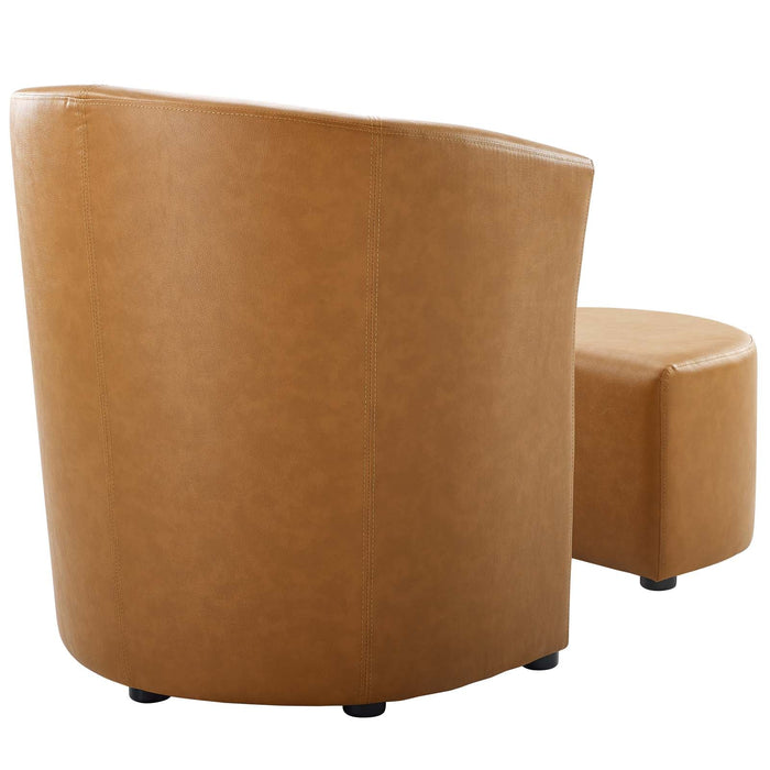 Divulge Faux Leather Armchair with Tuck-Away Ottoman for Modern Living Rooms and Lounge Spaces