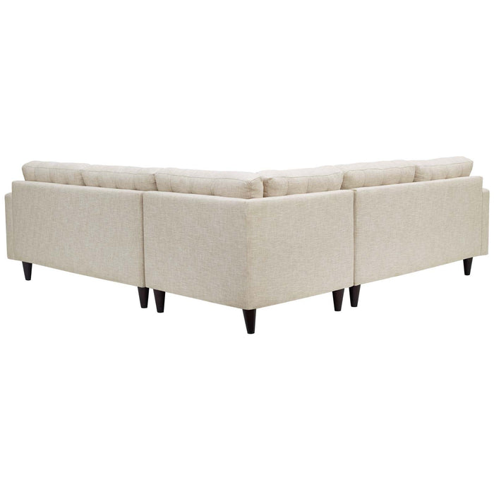 Empress Luxurious 3-Piece Upholstered Sectional Sofa Set with Tufted Buttons and Solid Wood Legs