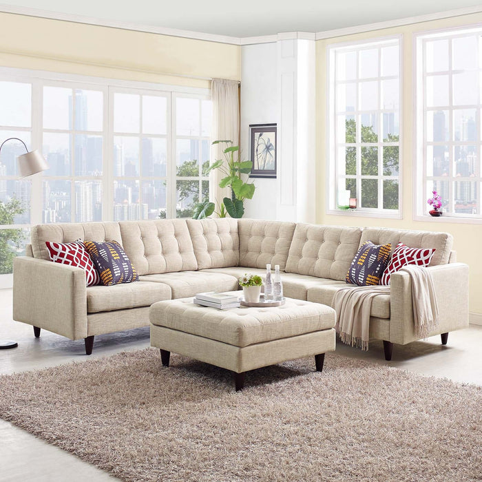 Empress Luxurious 3-Piece Upholstered Sectional Sofa Set with Tufted Buttons and Solid Wood Legs