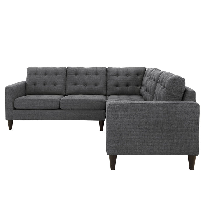 Empress Luxurious 3-Piece Upholstered Sectional Sofa Set with Tufted Buttons and Solid Wood Legs