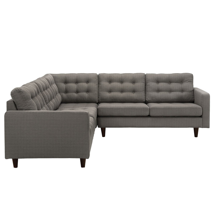 Empress Luxurious 3-Piece Upholstered Sectional Sofa Set with Tufted Buttons and Solid Wood Legs