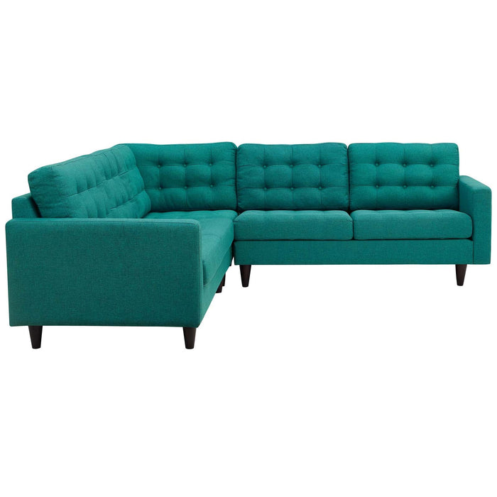 Empress Luxurious 3-Piece Upholstered Sectional Sofa Set with Tufted Buttons and Solid Wood Legs