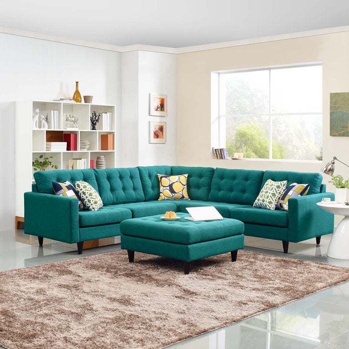 Empress Luxurious 3-Piece Upholstered Sectional Sofa Set with Tufted Buttons and Solid Wood Legs