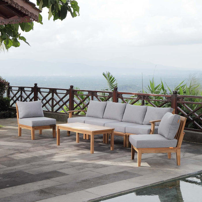 Marina 7 Piece Outdoor Patio Teak Set by Modway - front view
