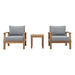 Marina 3 Piece Outdoor Patio Teak Set - alternate angle view