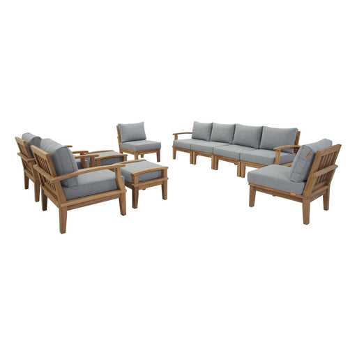 Marina 10 Piece Outdoor Patio Teak Set by Modway - angle view